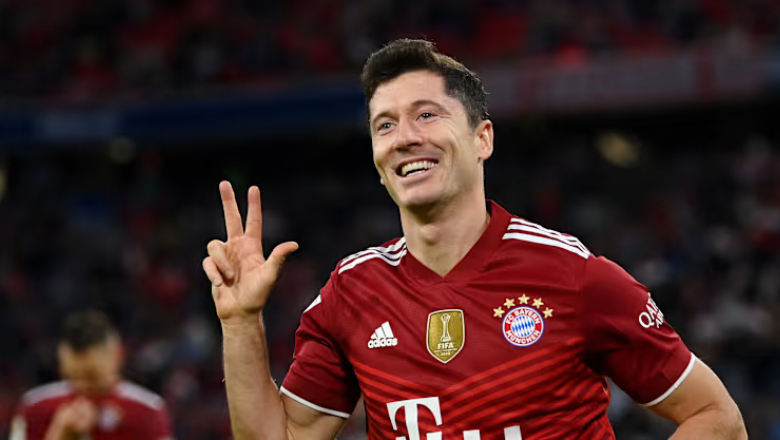 Lewandowski claimed the Golden Boot again in his final season at Bayern Munich