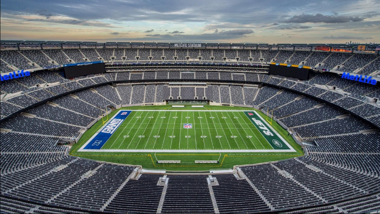 MetLife Stadium hosts both football and soccer, planned as a venue for the 2026 World Cup