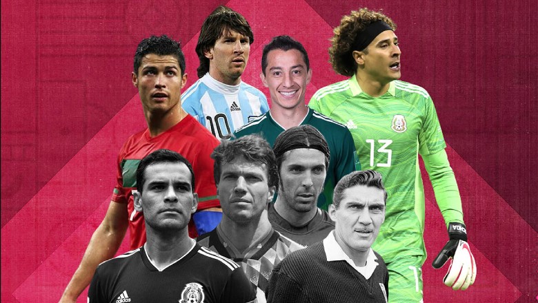 Eight players have appeared in five World Cups, with Antonio Carbajal (bottom right) was the first to achieve the feat